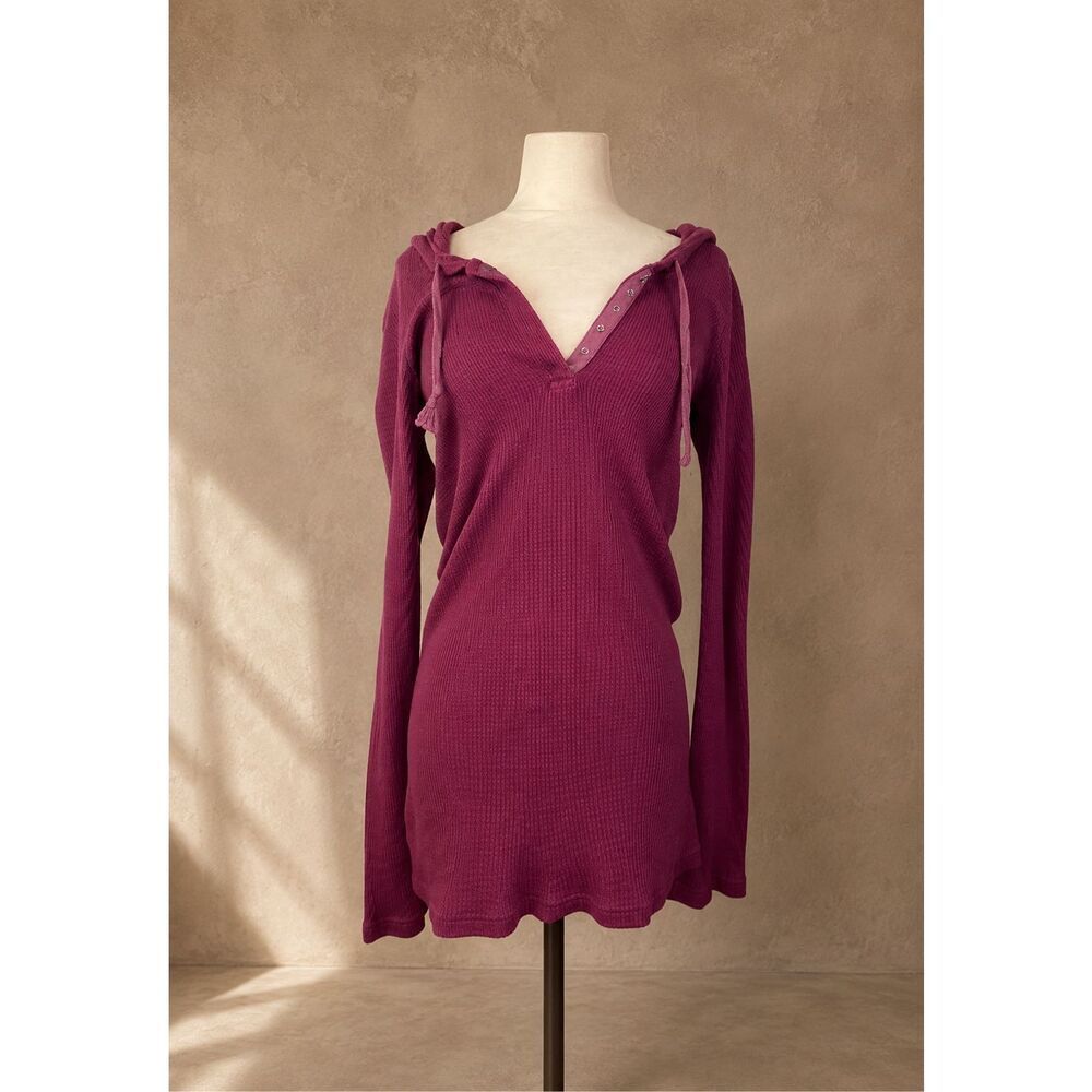 Hard Tail Pink Hooded Waffle Mini Dress Sz M